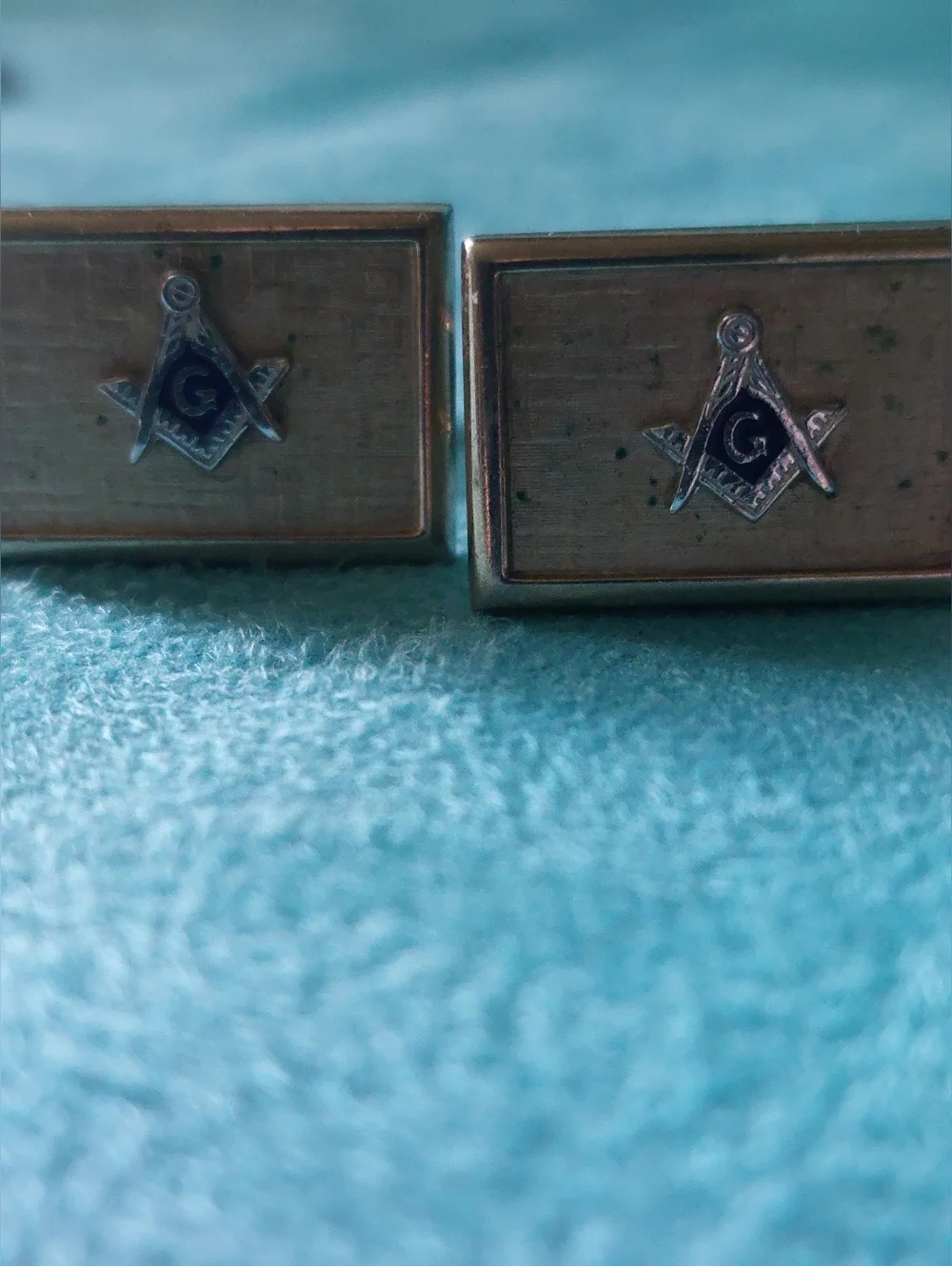 Freemason Cufflinks, Lot of Two Pairs, Brands Hickock & Foster Goldtone, Vintage